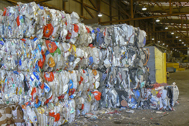stacks of recycling materials