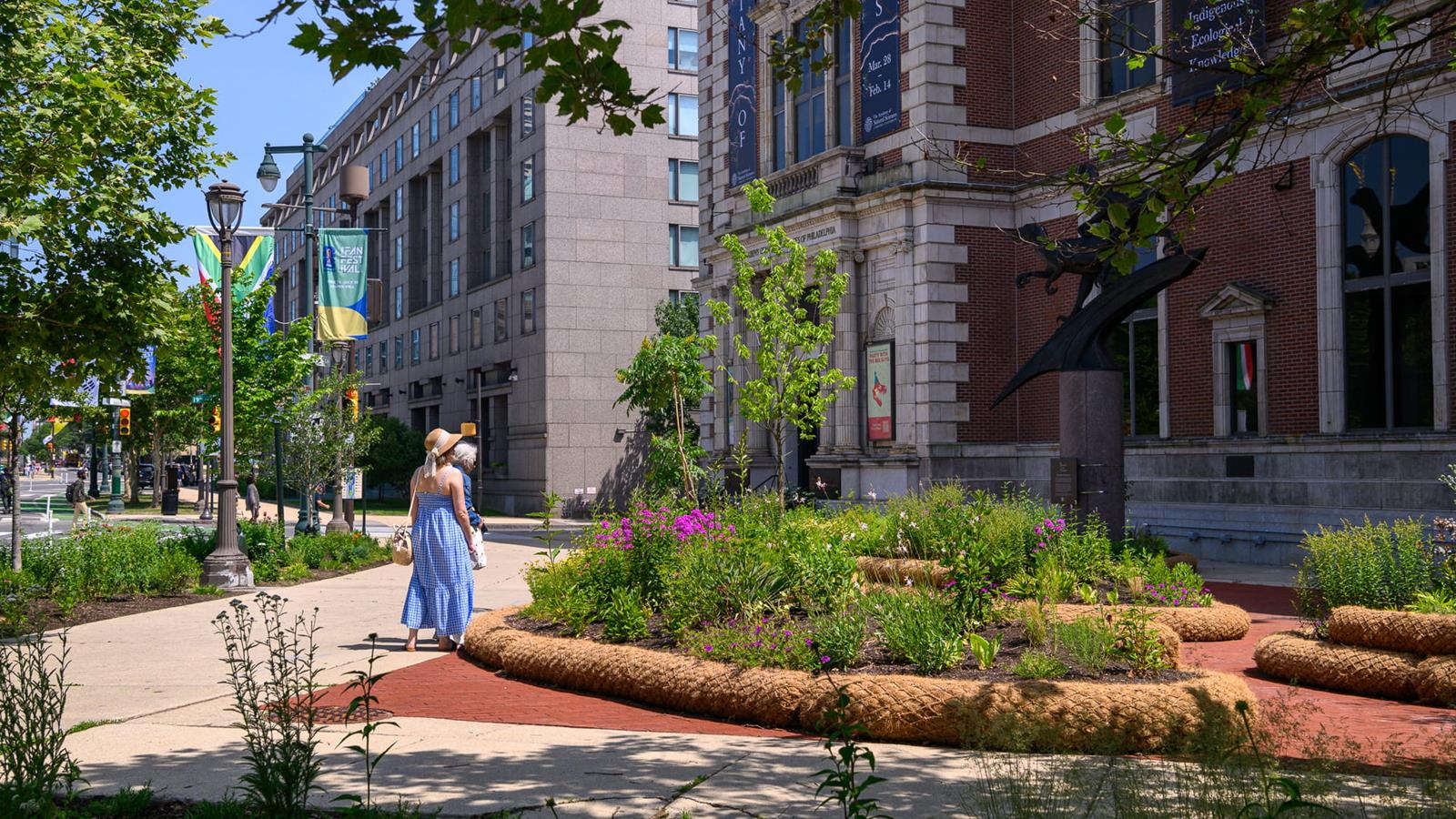 The Botany of Nations Garden in front of The Academy of Natural Sciences.