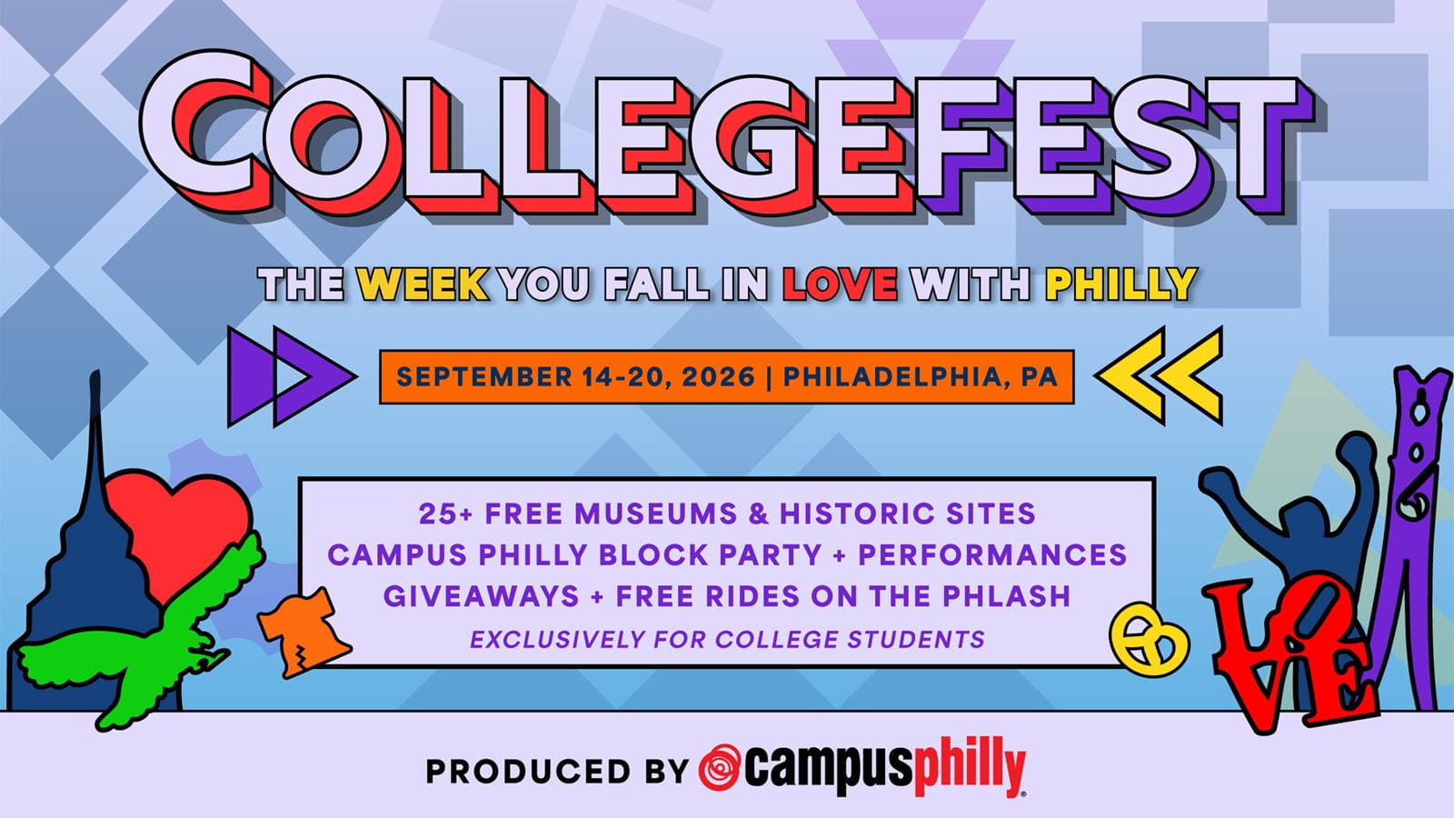 Collegefest | September 14-20, 2026 | Philadelphia PA