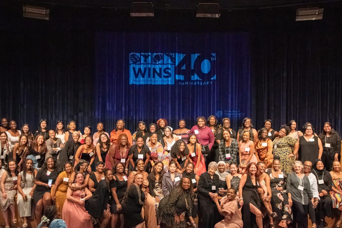 A group shot of current, former, and potential WINS and WINS alumnae. 