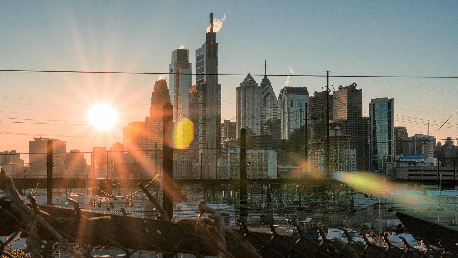 The Philadelphia skyline in the morning.