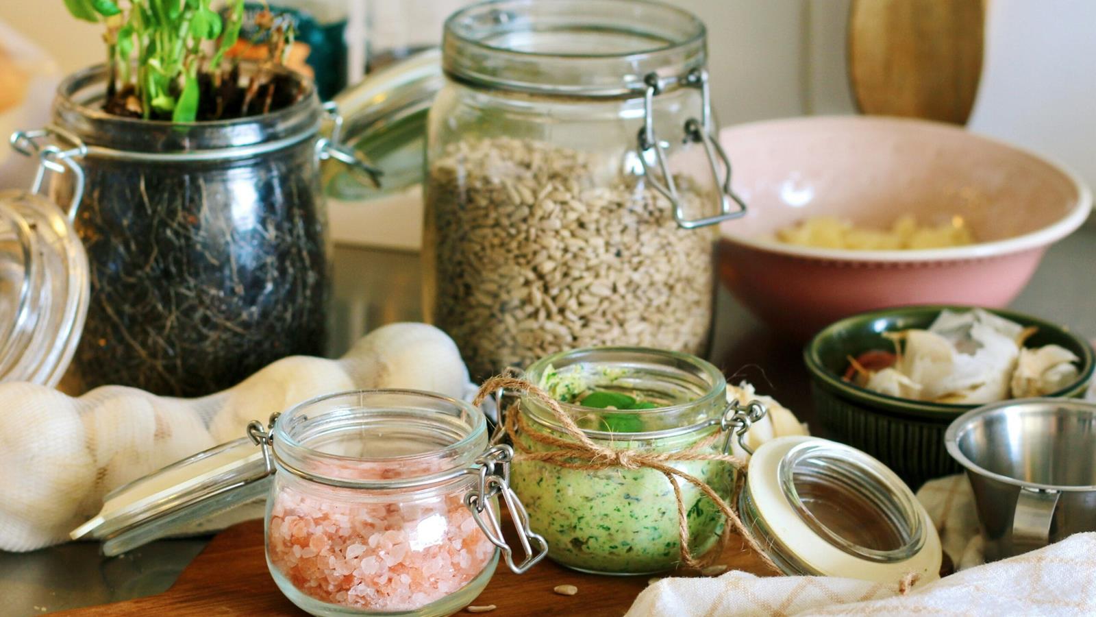 jars of food on kitchen counter