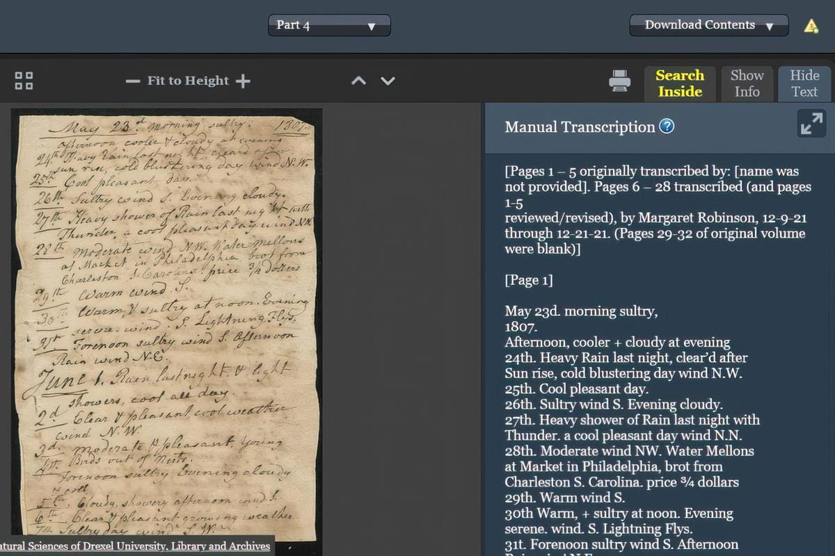 An image of software transcribing handwritten notes.