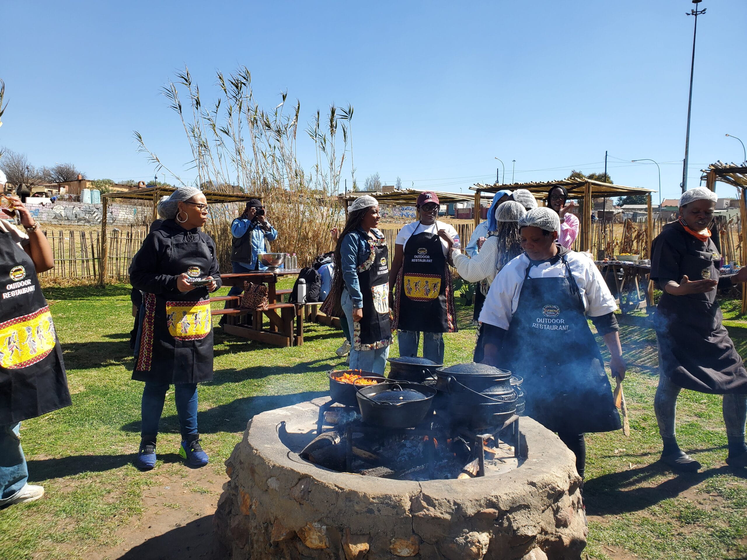 Group of WINS students in South Africa doing an activity.