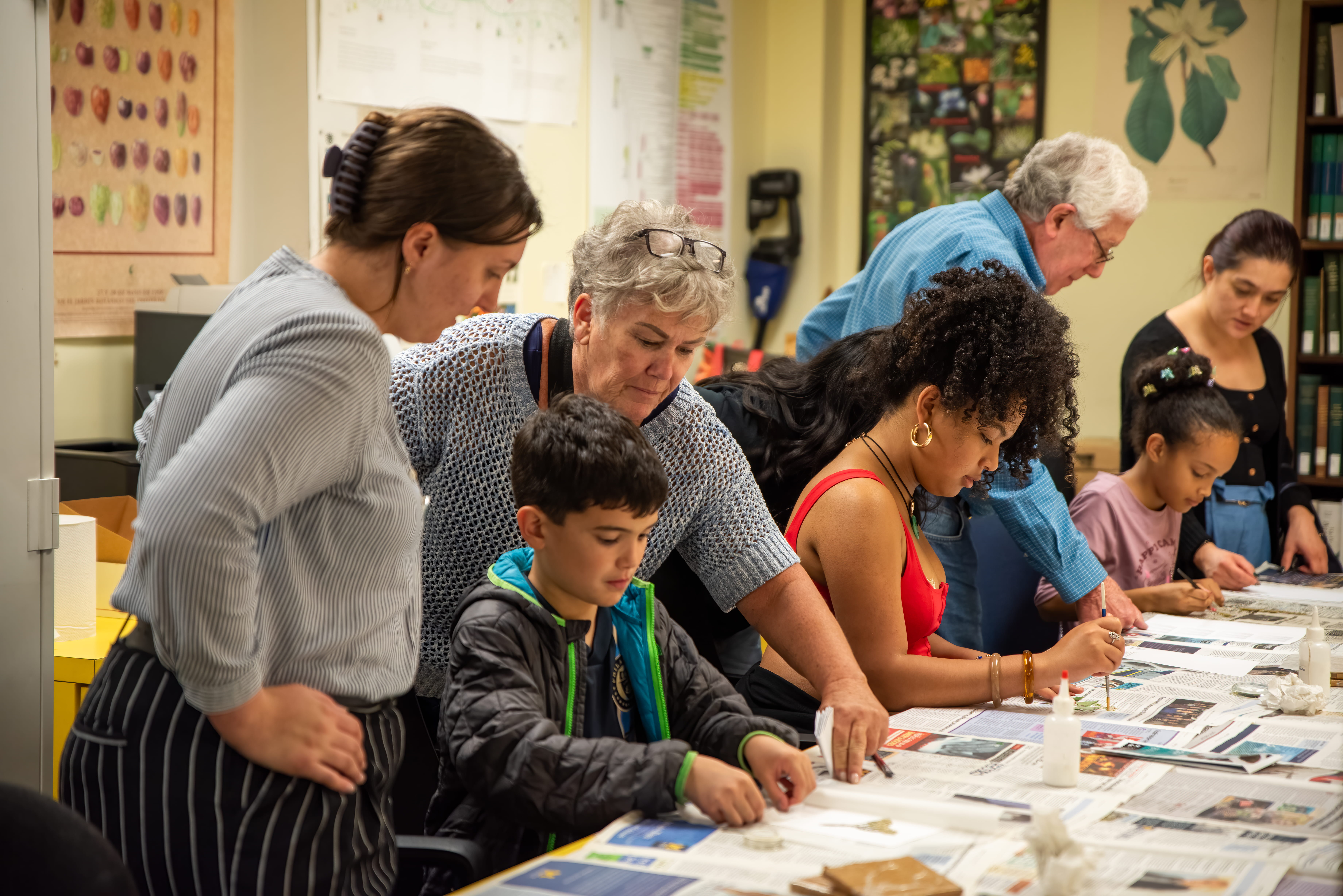 Several members doing an activity in the botany department.