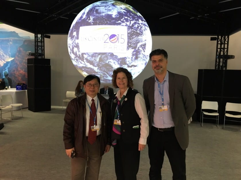Delegates at the conference (from left) ... Longjian Liu, Drexel associate professor of epidemiology and biostatistics, Carol Collier, and Franco Montalto, researcher with Drexel's College of Engineering.