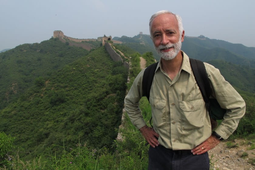 Adventurer Robert Peck recently at the Great Wall of China