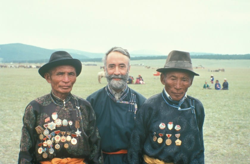 Hanging with Mongolia war lords in 1995. "Each place has its own magic," Peck says of his motivation to chronicle his travels.