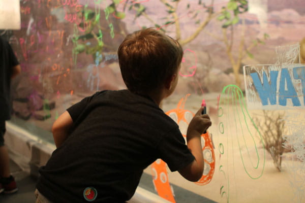 Boy Drawing on Diorama