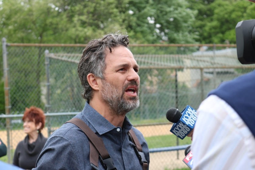 Ruffalo talks with reporters