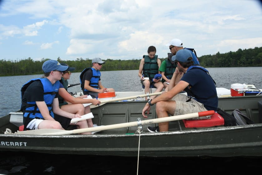 students on boat