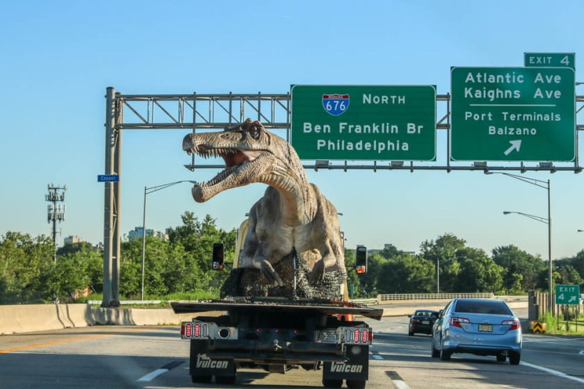 Spinosaurus on Flatbed Truck
