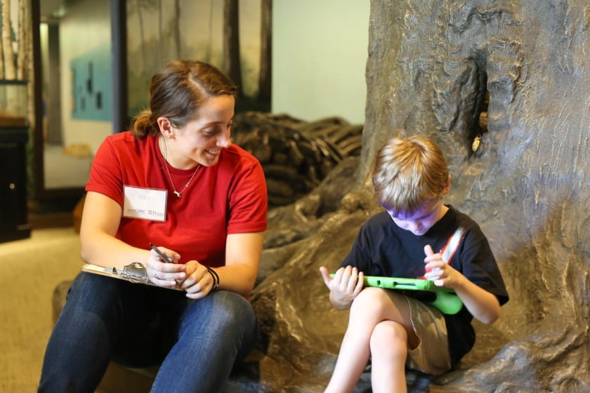 researcher and child