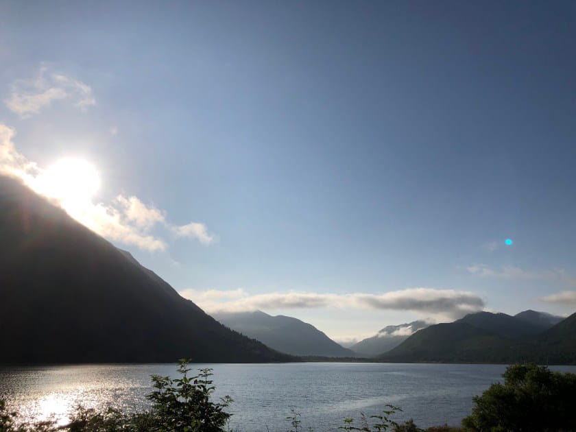 Karluk Lake, Alaska at sunset