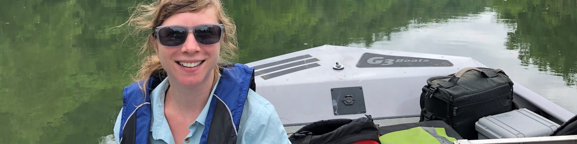 stef in boat
