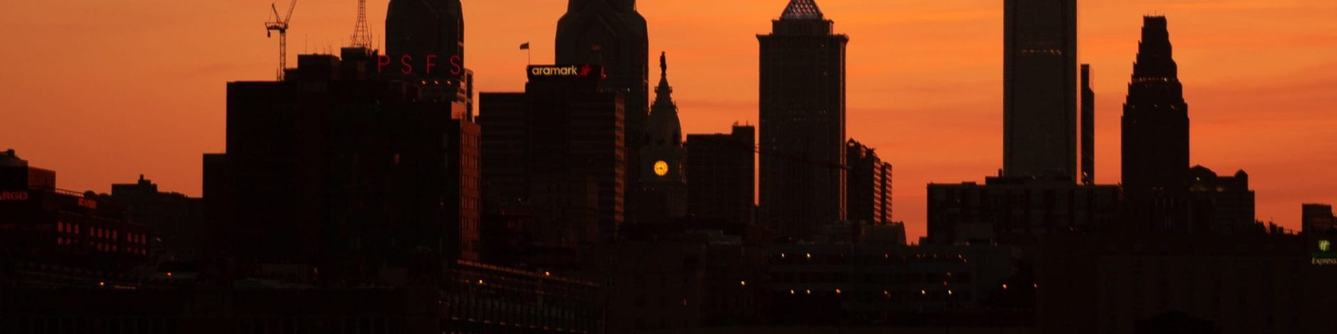 city in red sky