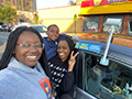 Volunteers Octavia Jones and her two children, Taegan and Tristen Harris, used the sensor attached to the car to collect heat data in the Bronx as part of the NOAA and partner Heat Island Mapping Campaign, July 2021.