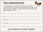 educator's pass for free admission to the Academy