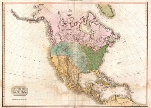 map of the North America in 1812