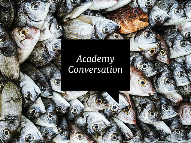 academy conversation in speech bubble on top of image of dead fish