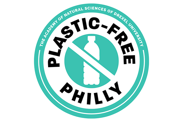 plastic free philly in black text with turquoise circle