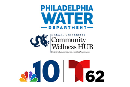 philadelphia water department logo drexel community wellness hub logo nbc10 logo