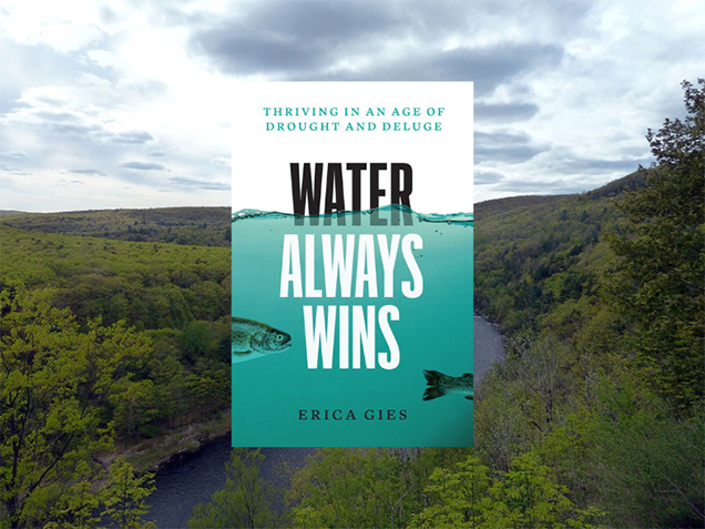 water always wins book cover with background image of landscape scene with river and clouds