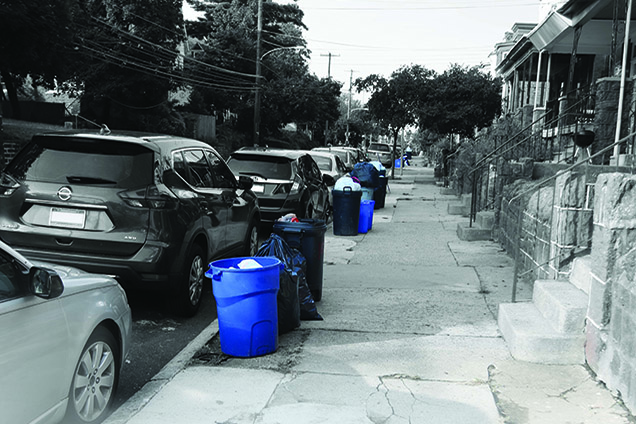 recycling bins on street