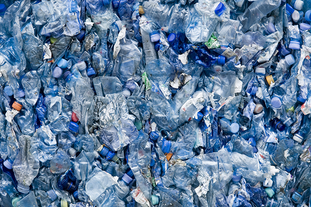 crushed plastic bottles